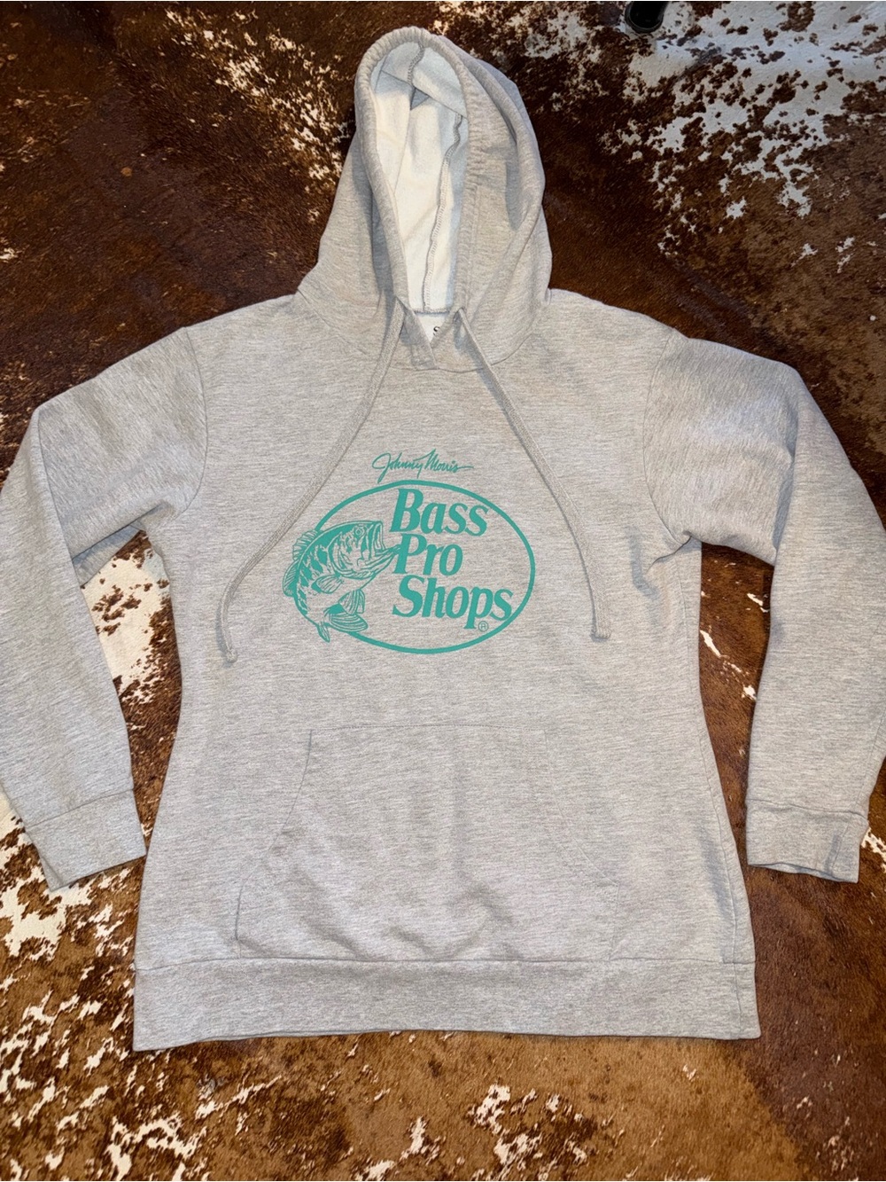 Bass Pro Shops Light Gray Hoodie with Teal Logo